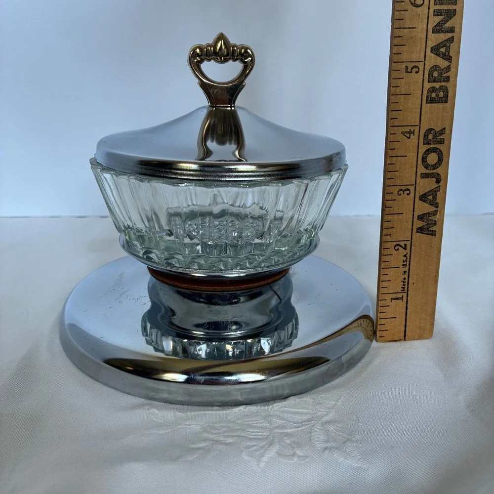Vtg Kromex Buffeteria Lazy Susan Center Removeable Bowl MCM Hollywood Regency